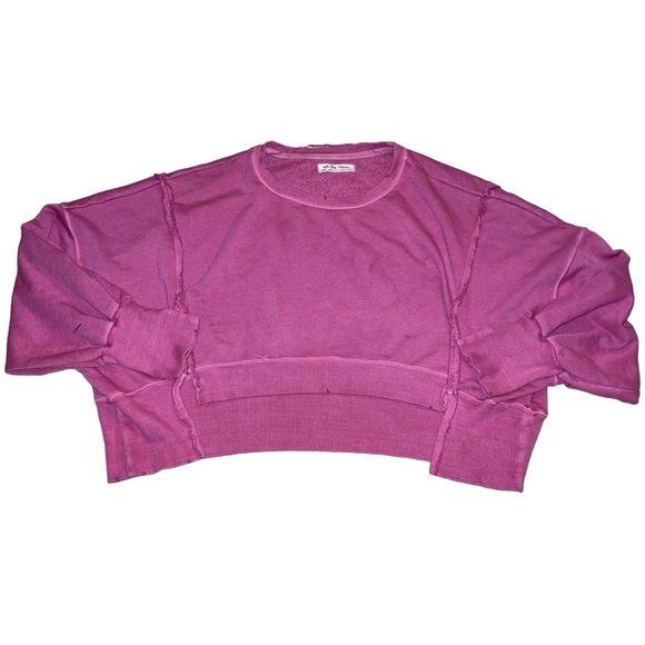 NEW Free People Camden Cropped Pullover Crew Sweatshirt - Picture 6 of 9